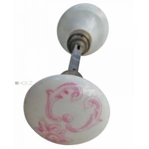 Türknauf Garnitur alt Porzellan antik rund floral bedruckt 62mm 8er Vk