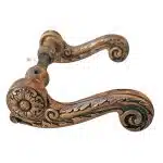 Prächtige Türdrücker antik Blüte Blattwerk Volute alt 15.6mm 9er Vk