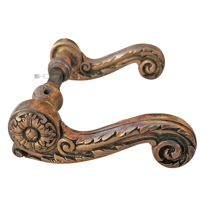 Prächtige Türdrücker antik Blüte Blattwerk Volute alt 15.6mm 9er Vk