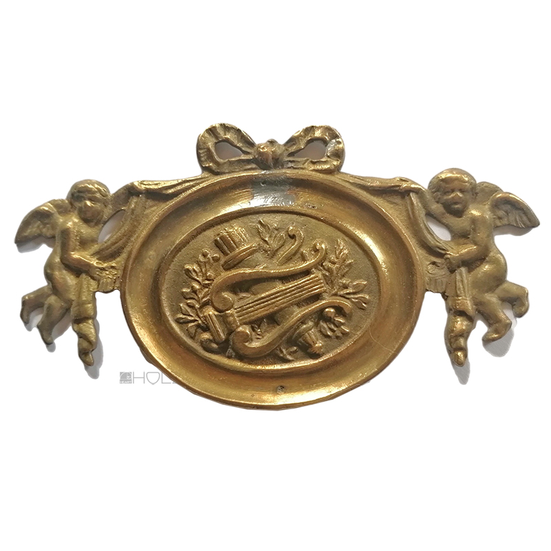 Möbel Bronze Beschlag antik Engel Harfe 12.5cm