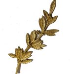 Möbelbeschlag antik Lorbeer Bronze feuervergoldet 20 cm