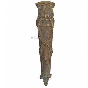 Möbel antik Beschlag Bein Lorbeer Muschel Blech alt 26cm