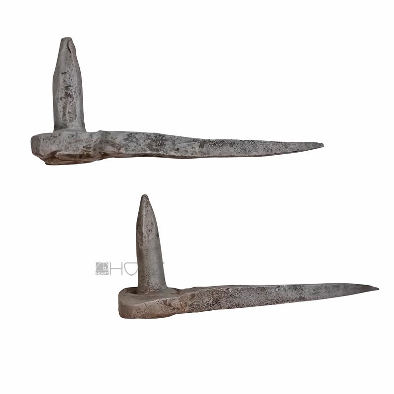 Paar Stützkloben geschmiedete Einschlagkloben antik alt 14er Dorn