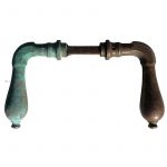 Türdrücker antik Patina Grünstich alt Birnen 16.7mm 9er Vk