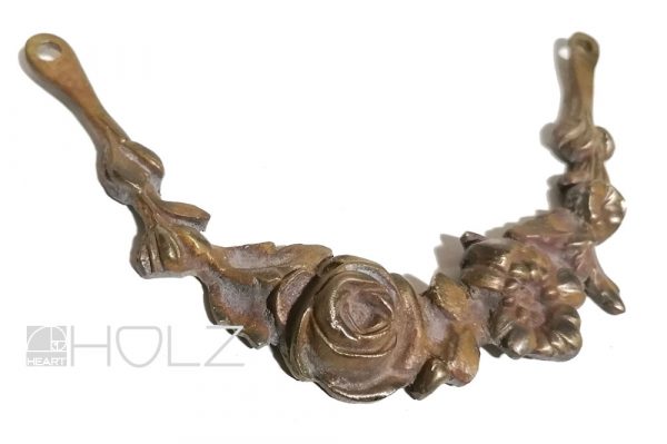 Bronze Beschlag Rosen Bouchet flach halbrund Gehänge alt antik