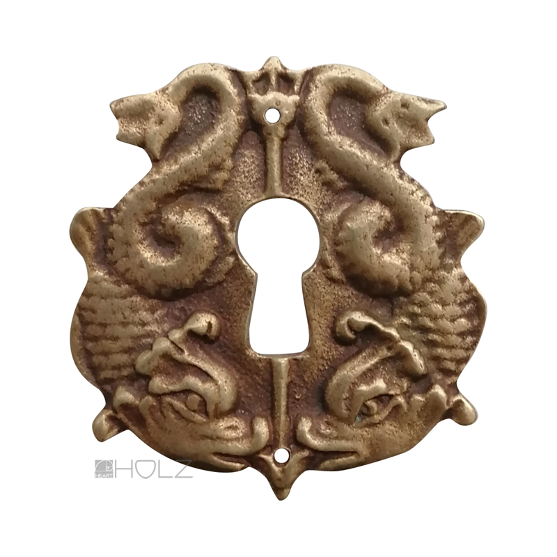 Möbel Schlüsselschild antik Bronze Delphine Schlüsselrosette 56mm