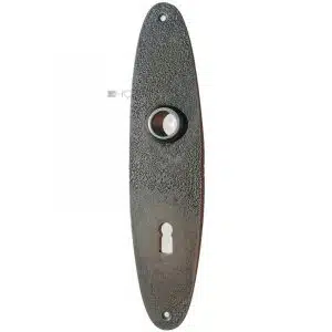 Langschild alt 1920er oval Stahl Türdrücker 55x248-18.3x80