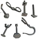 Einzelteile antik geschmiedet Schraube Nagel Haken alt Rosette Eisen