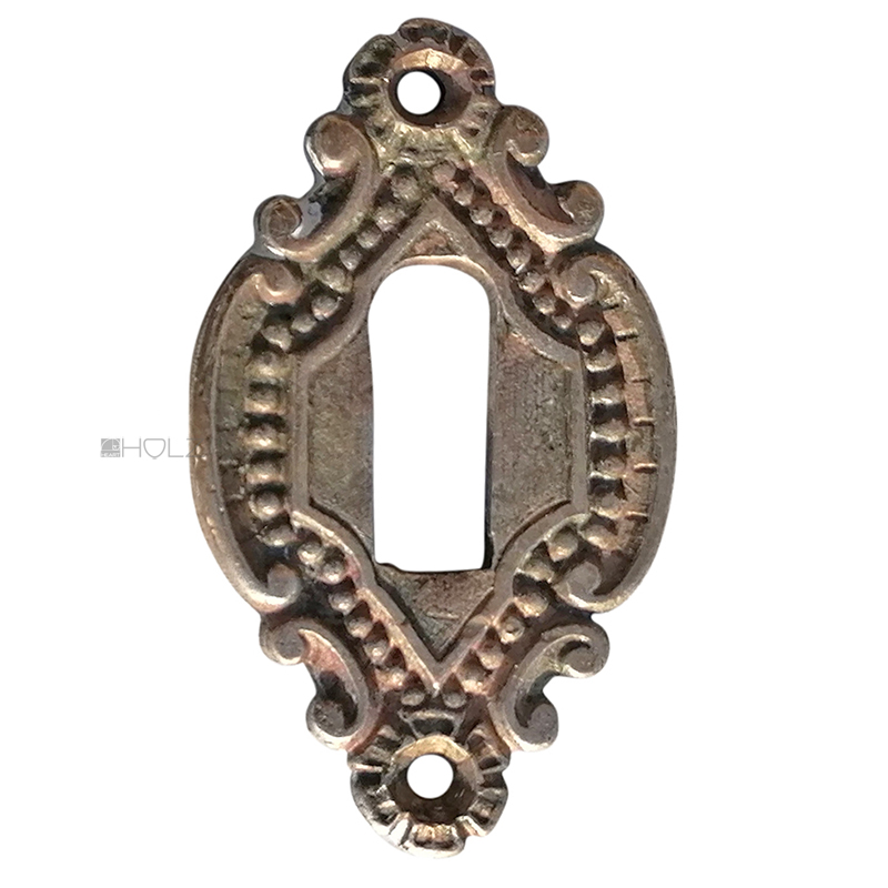 Tür Schlüsselschild antik Perlen alt Schlüsselrosette Messing 63mm
