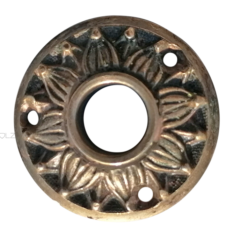 Tür Drückerrosettte antik Blüte Blattkranz alt Messing 16.3mm