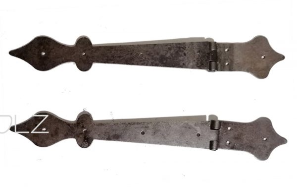 Paar Langbänder Türscharniere antik geschmiedet alt 25+11cm
