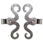 S-Bänder antik alt Eisen handgeschmiedet Türbänder 24cm Dorn 19