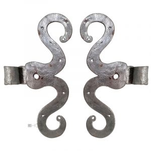 S-Bänder antik alt Eisen handgeschmiedet Türbänder 24cm Dorn 19