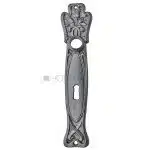 Langschild Jugendstil alt floral Eisen Türdrücker 19.2mm 72