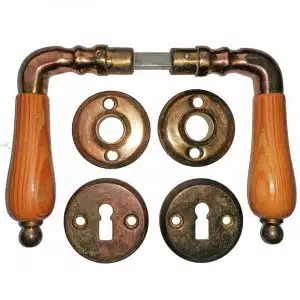 Tür Drückergarnitur antik repro Messing Rosetten 8er Vk