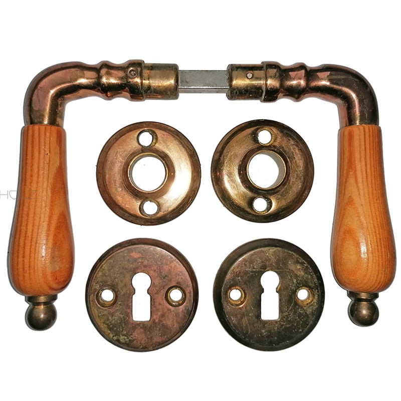 Tür Drückergarnitur antik repro Messing Rosetten 8er Vk