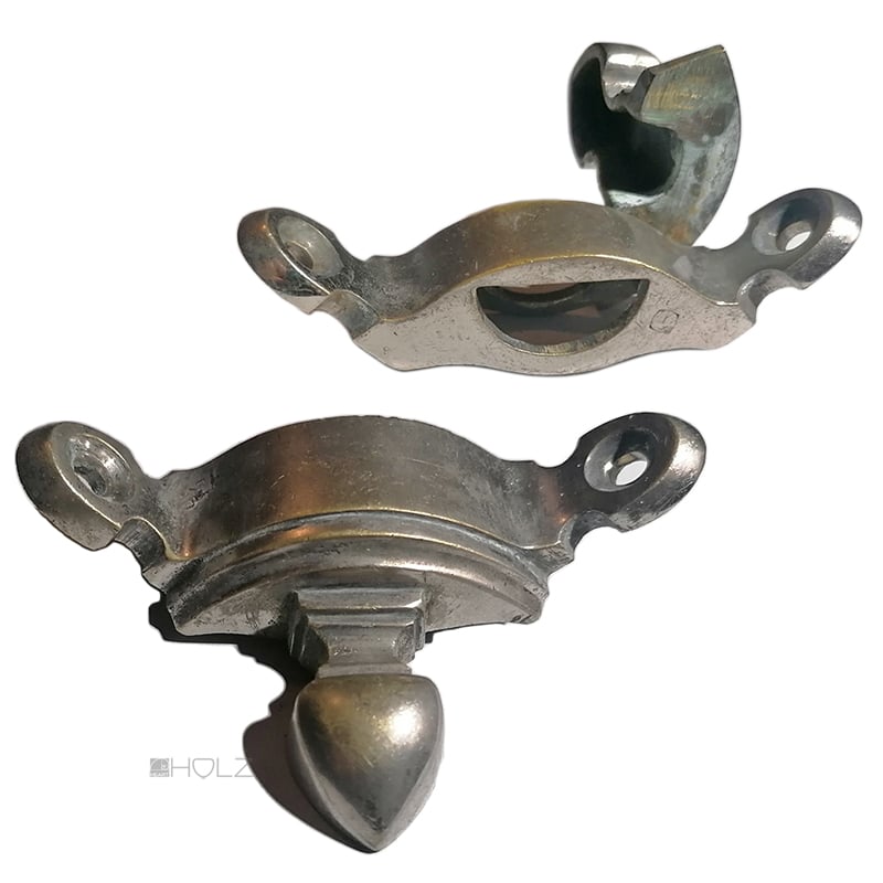 Teppichstangen Halter alt Art Deco 1930er Messing vernickelt Paar