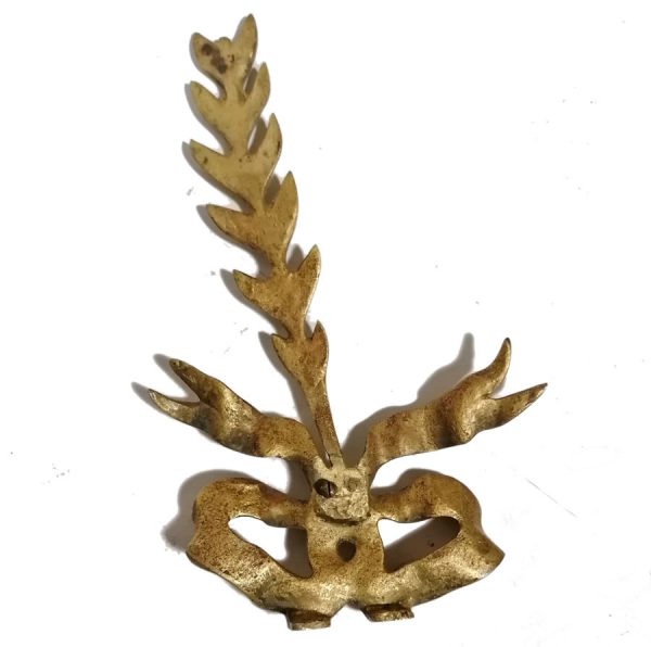 Bronze Möbelbeschlag antik Lorbeer Zweig alt feuervergoldet 20cm