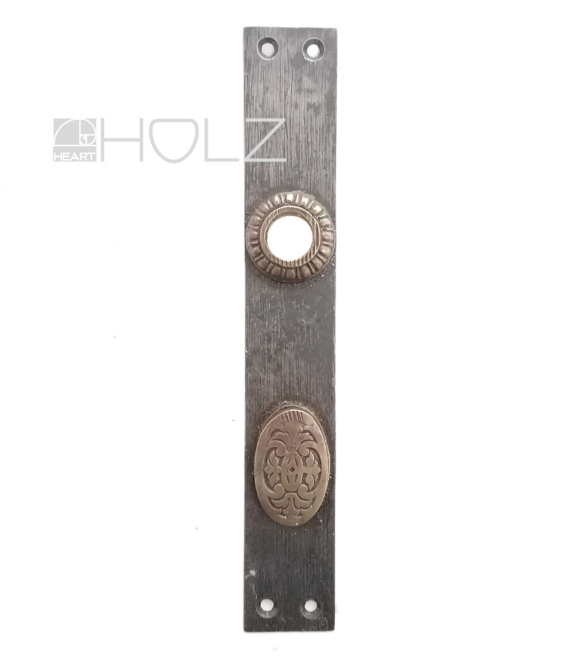 Langschild antik Stahl Einlassband alt Tür Drückerschild 78 mm