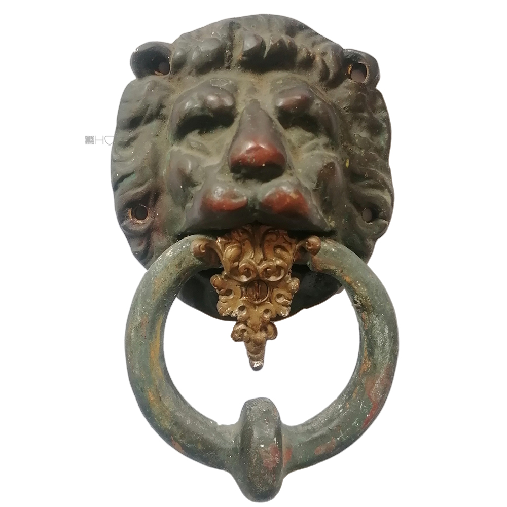 Türklopfer antik Löwenkopf alt Bronze Patina 17cm 860gr.
