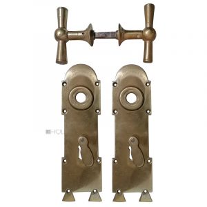 Türknaufgarnitur Biedermeier antik Messing alt Türgriffe 78mm