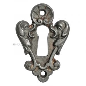 Schlüsselschild antik Eisen Fische alt Tür 42x62mm