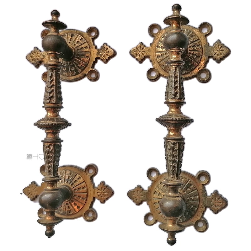 Klaviergriffe antik Bronze alt Halter Stoßgriffe Tür 17cm