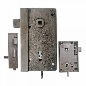 Kastenschloss antik alt Stahl hochstehend rechts Türschloss 44/8-9/64