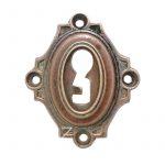 Schlüsselschild antik groß oval Gründerzeit Schlüsselrosette alt Messing
