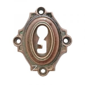Schlüsselschild antik groß oval Gründerzeit Schlüsselrosette alt Messing