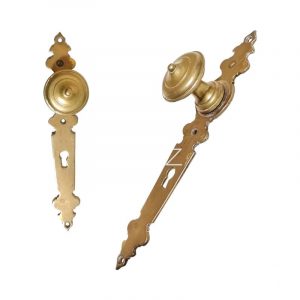 Langschild antik mit Türknauf 50mm Jugendstil alt Messing 78 mm