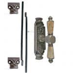 Basküle Fenstergetriebe antik Würfel Muschel Horn alt 96cm