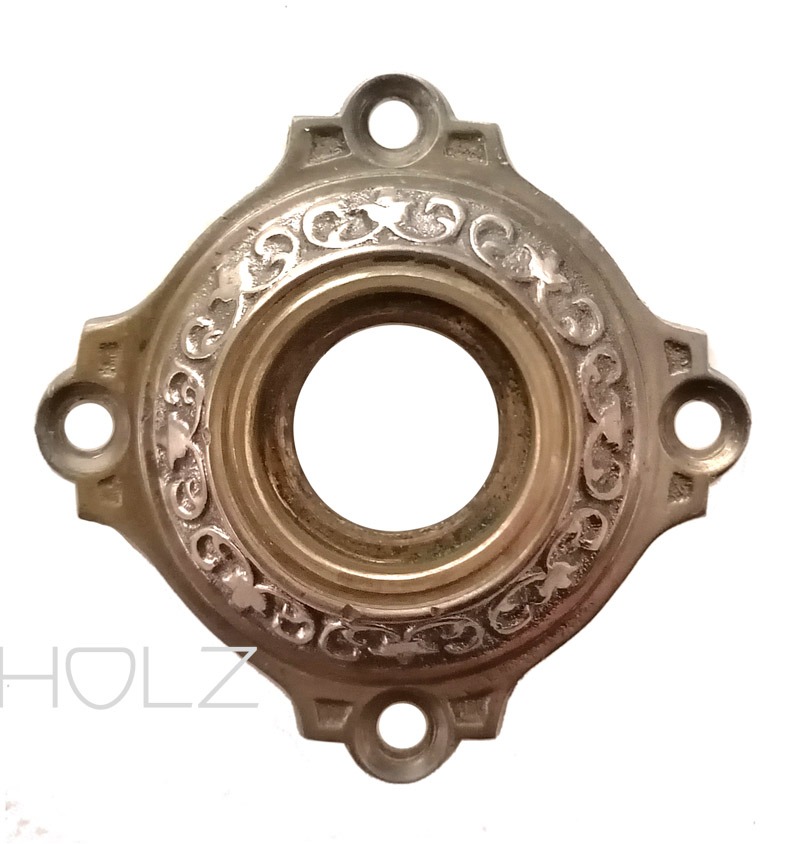 Drückerrosette antik Lilien Messing alt Türklinke Türdrücker 15.7 mm
