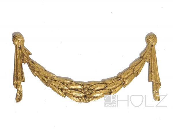 Bronze Beschlag antik Lorbeer Girlande feuervergoldet Möbel alt 13 cm