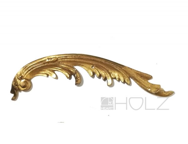 Bronze Beschlag antik feuervergoldetes Blattwerk Möbel alt 13 cm