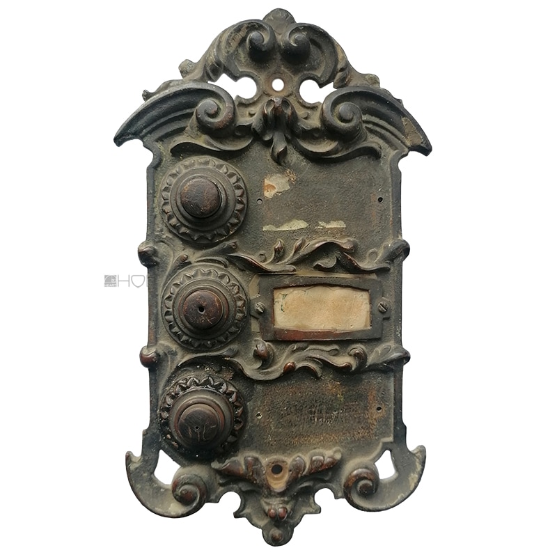 Hausklingel Klingelschild antik prächtig alt Gründerzeit Bronze 22.5cm