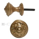 Türknauf antik Blüte Türknopf Messing alt Gründerzeit mit Gewinde 46 mm
