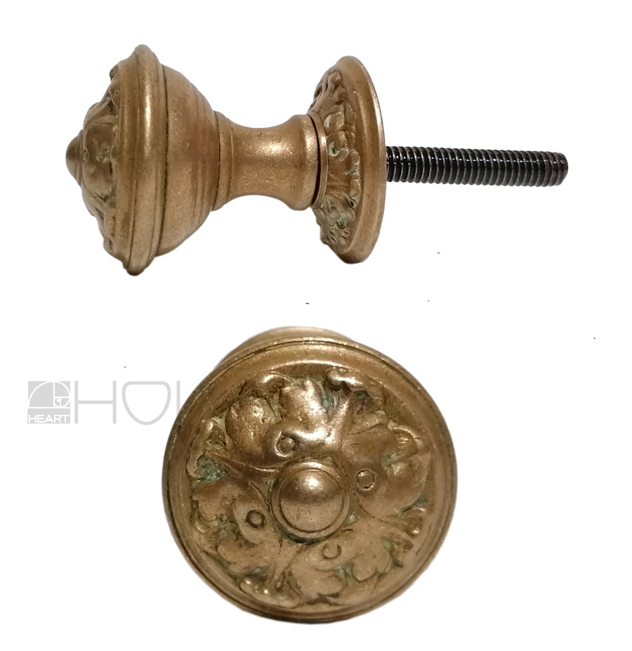 Türknauf antik Blüte Türknopf Messing alt Gründerzeit mit Gewinde 46 mm