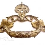 Truhengriff antik Klaviergriff Bronze feuervergoldet alt 16 cm