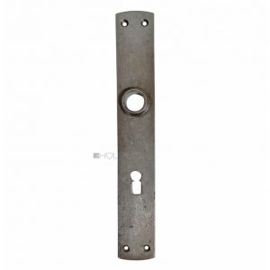 Langschild 1920er Stahl halbrund Türdrücker alt Tür 17.8mm 72