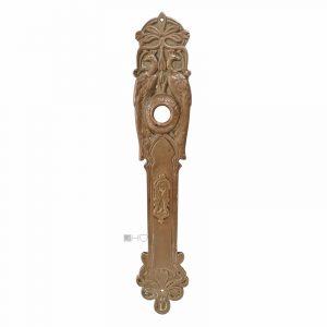 Jugendstil Langschild alt Türdrücker floral Pfau 17.2mm 78