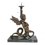 Bronze Kerzenständer Engel Flügel Figur antik Kerzenhalter alt