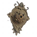 Klingel Ziehklingel antik Grundplatte alt Bronze 12.5cm