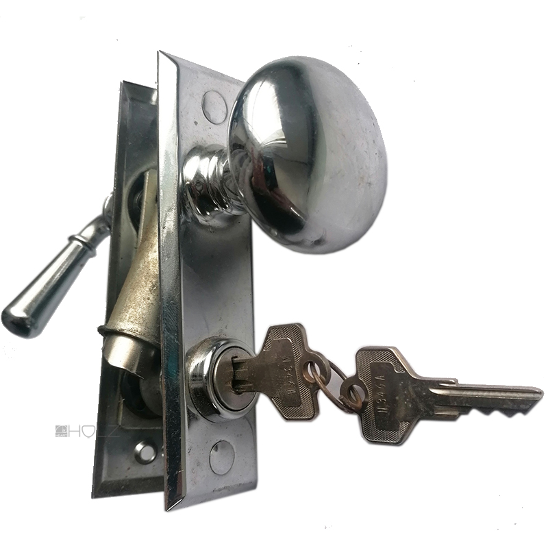 Türschloss Knauf Messing vernickelt Sperrriegel Schlüssel 52