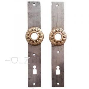 Paar Langschilder antik Drückerschild Tür Einstemm alt 17.1 mm 78