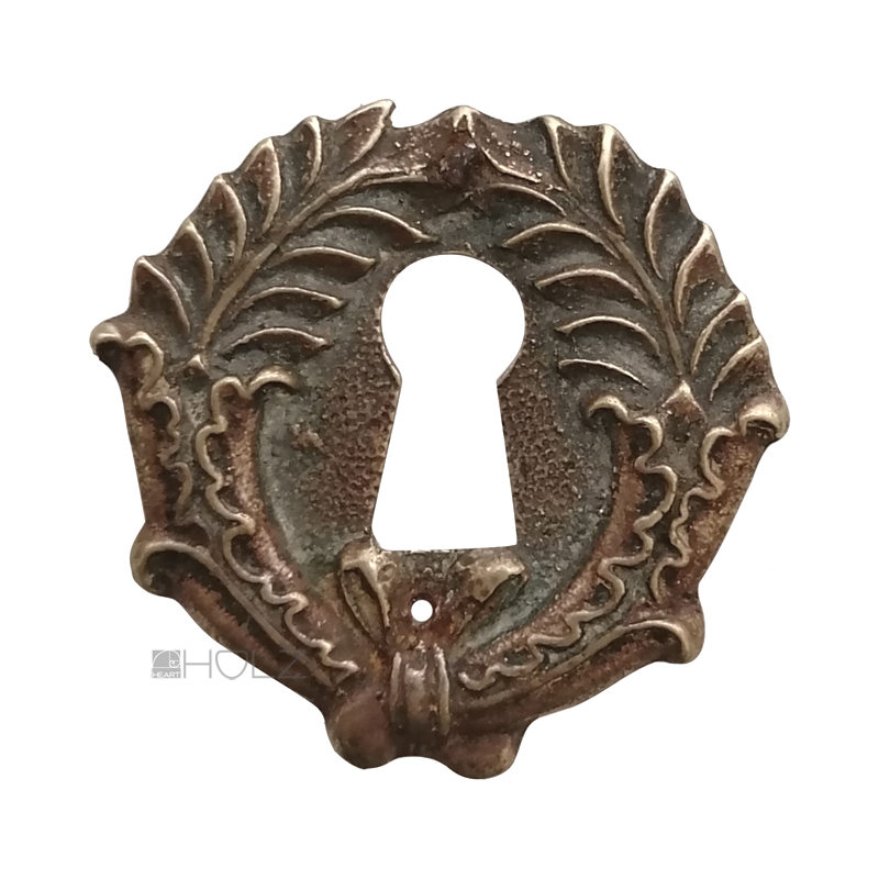 Antik Schlüsselrosette Bronze alt Schlüsselschild 45mm Schlüssel Möbelbeschlag