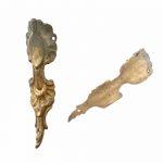 Bronze Möbelbeschlag antik feuervergoldet Füße Möbel Bein alt Patina 8cm