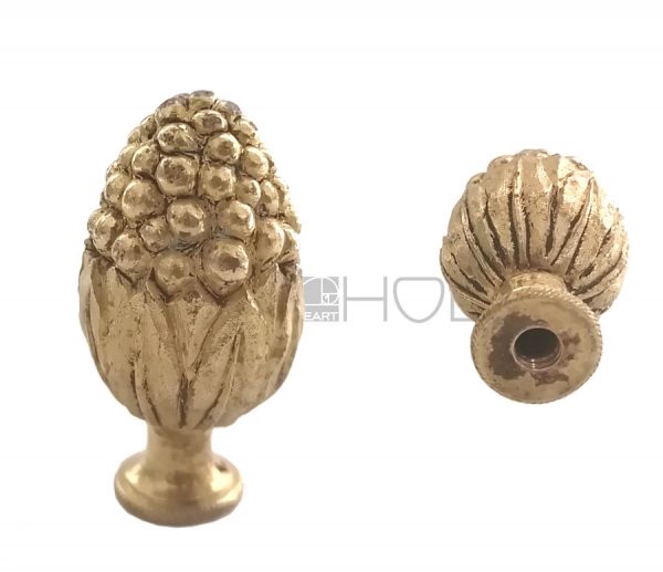 Zapfen antik Bronze Frucht Aufsatz feuervergoldet Zierkopf 38 mm