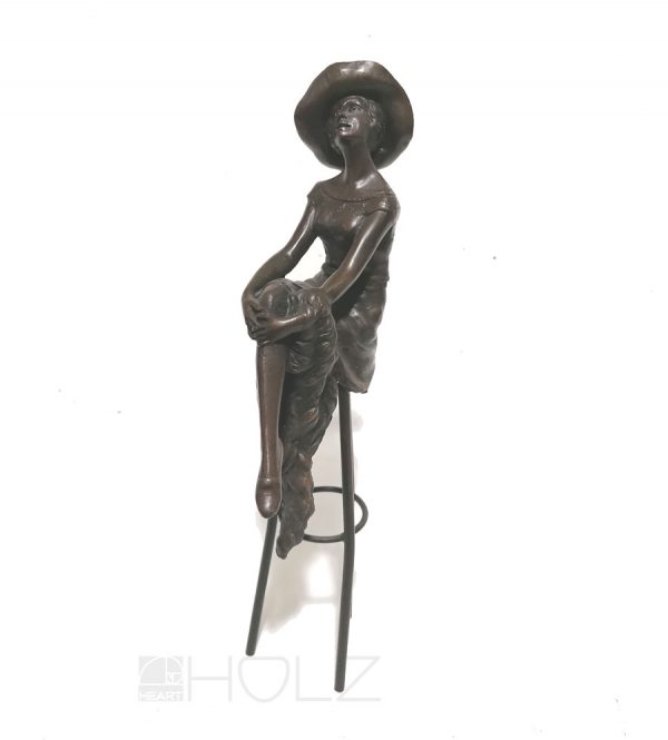 Bronze Figur Chiparus Art Deco Statue Dame auf Barhocker 29cm 960gr.