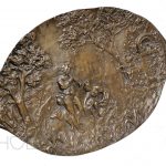 Schale Bronze Zierschale antik Liebespaar unter Bäumen 52cm